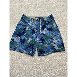 Patagonia Wavefarer Board Shorts Mens Size 28 Swim Trunks Blue Green Floral
